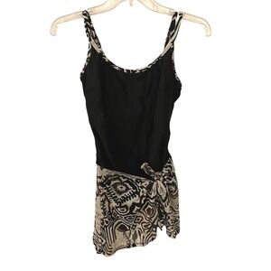 Christina Black‎ and White Monokini Swimsuit Skirted Tummy Control Size 10